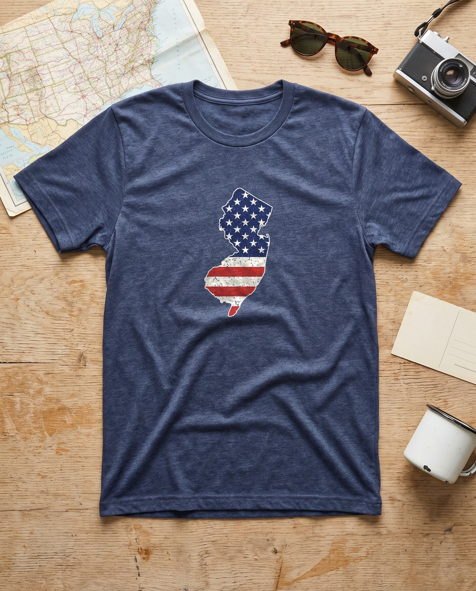 New Jersey American Flag Map T-Shirt (photo)