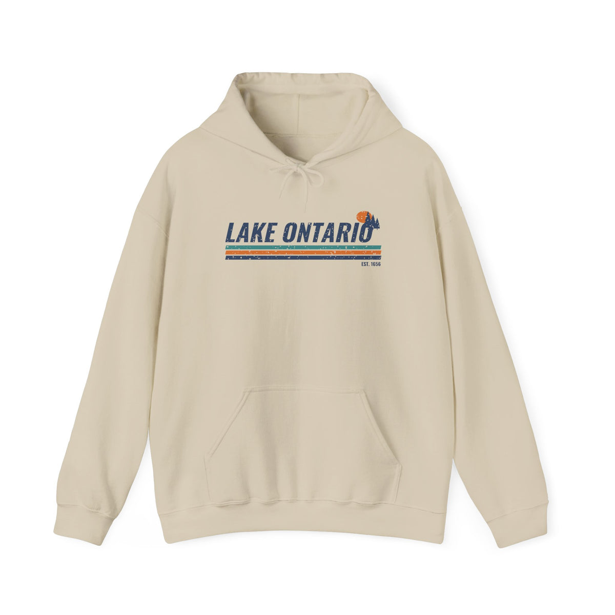 Lake Ontario Est 1656 Retro Stripe Hoodie