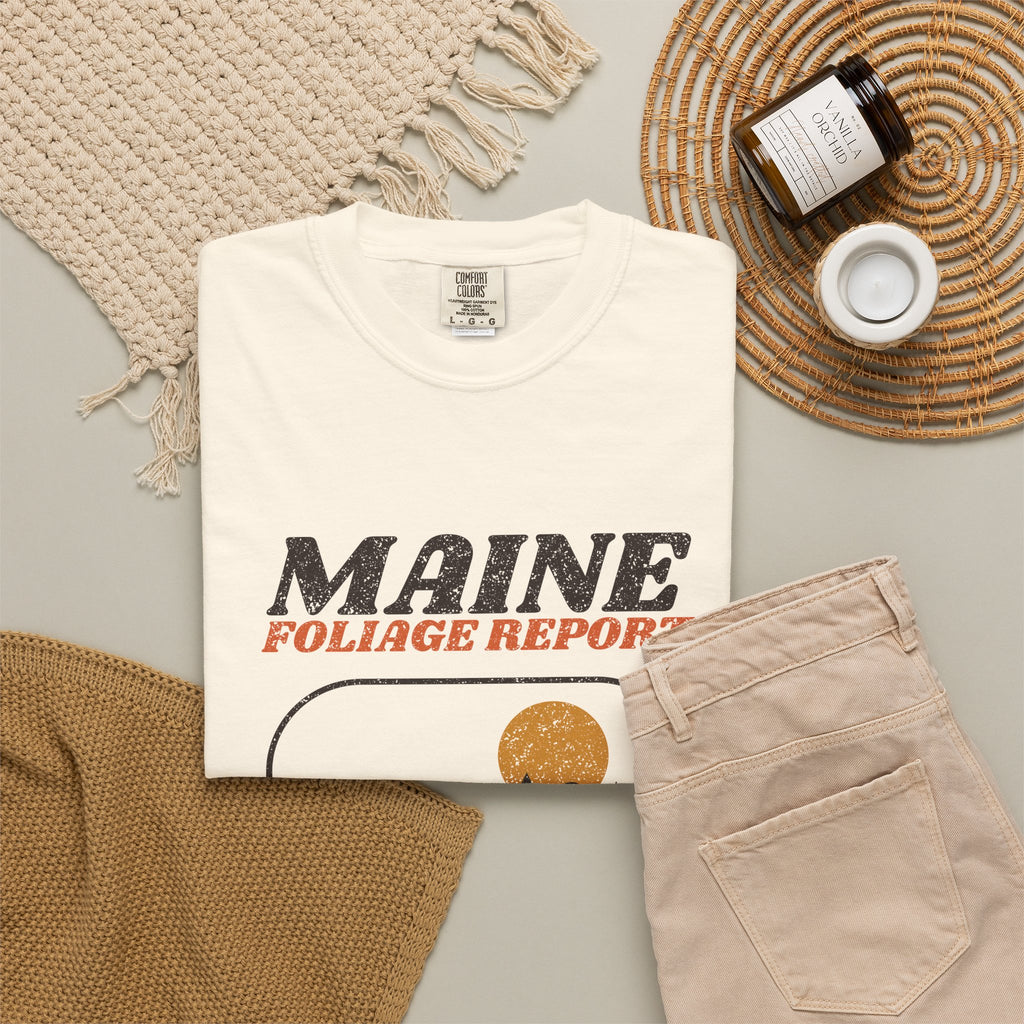 Maine Foliage Report Retro Landscape T-Shirt