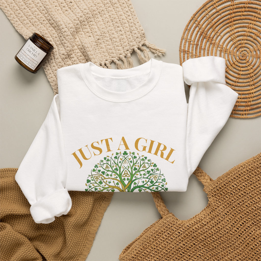 Just a Girl With Irish Roots Tree of Life Crewneck Sweatshirt
