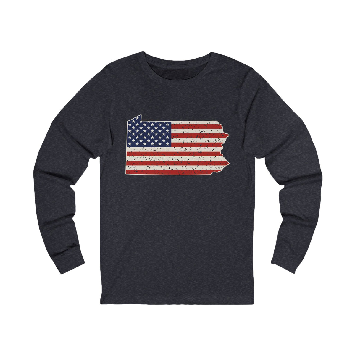 Pennsylvania American Flag Map Long Sleeve Tee