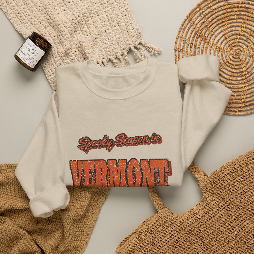 Spooky Season in Vermont Vintage Postcard Crewneck Sweatshirt