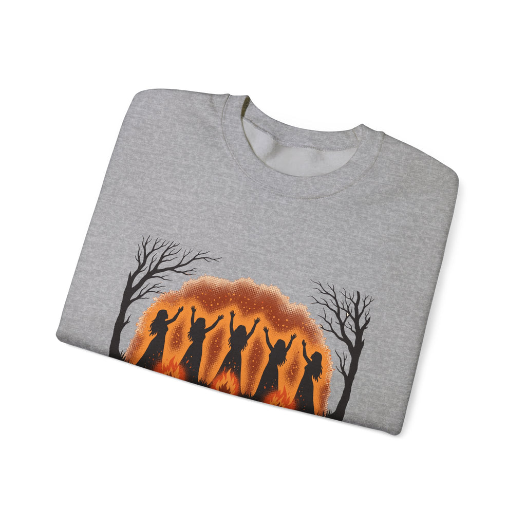 Women Dancing Around Bonfires Night Silhouettes Crewneck Sweatshirt