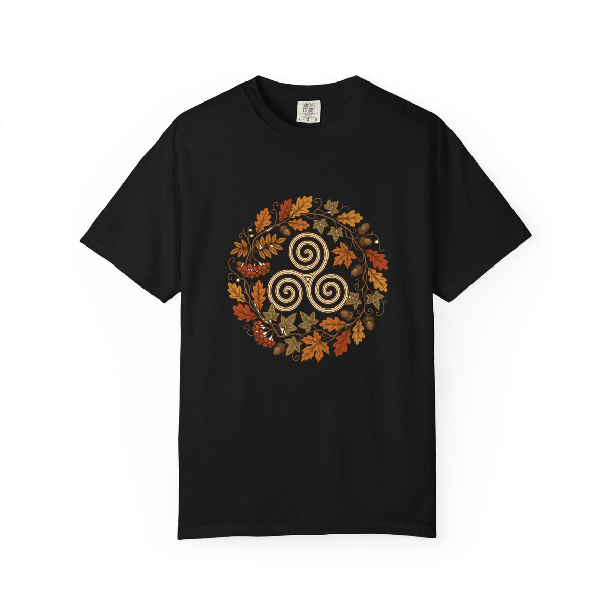 Celtic Autumn Spiral Leaf Wreath T-Shirt