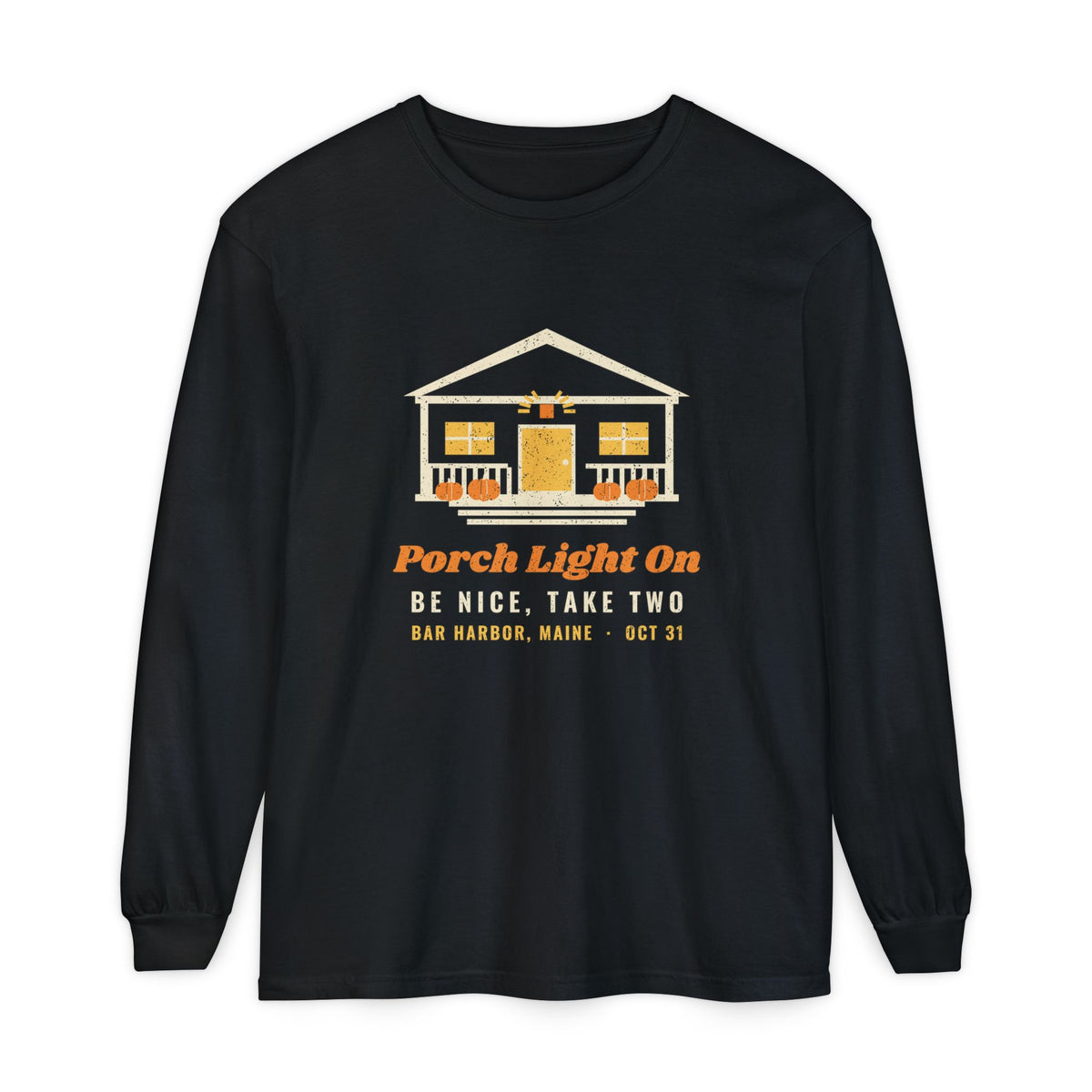 Porch Light On Bar Harbor Maine Trick or Treat Long Sleeve Tee