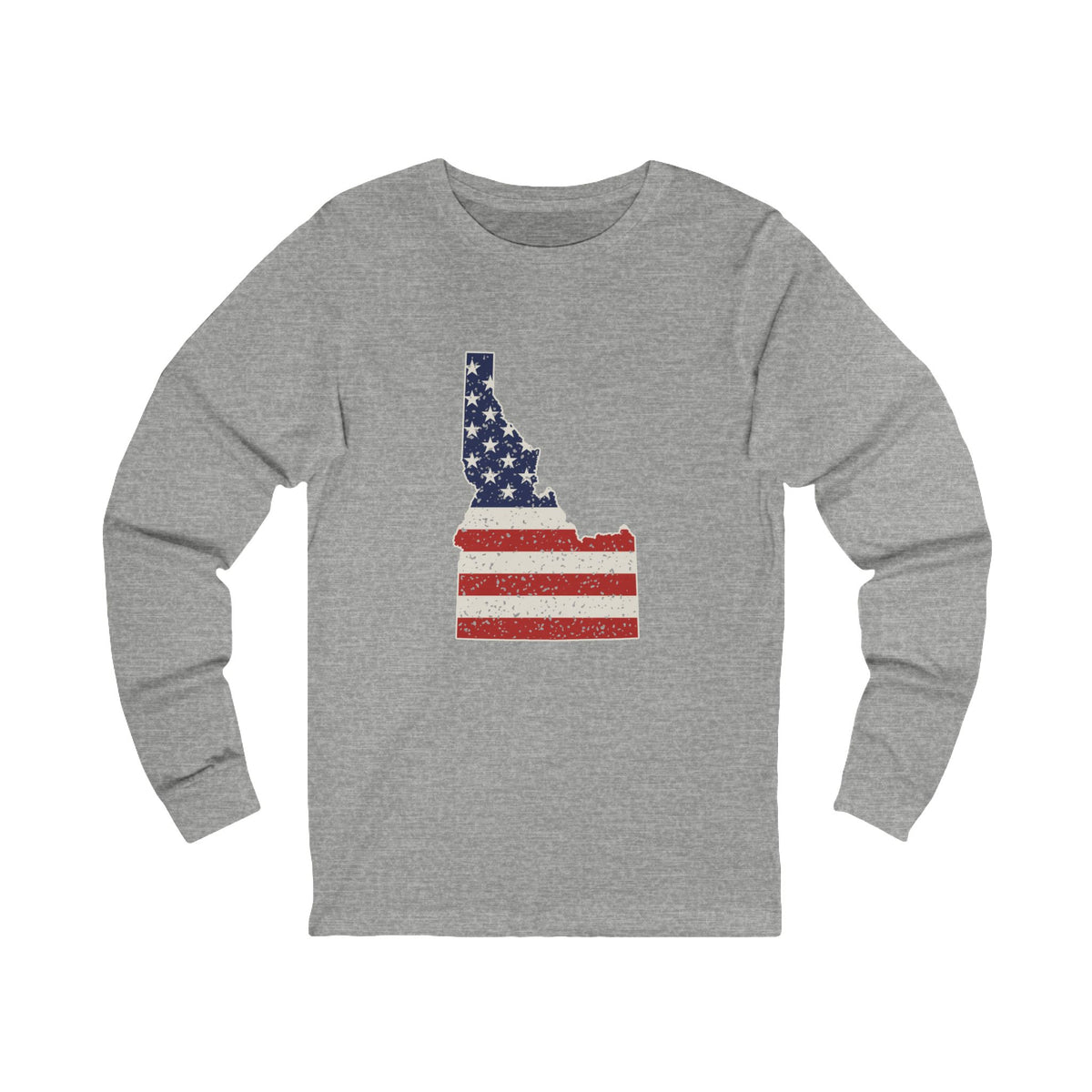 Idaho American Flag Map Long Sleeve Tee