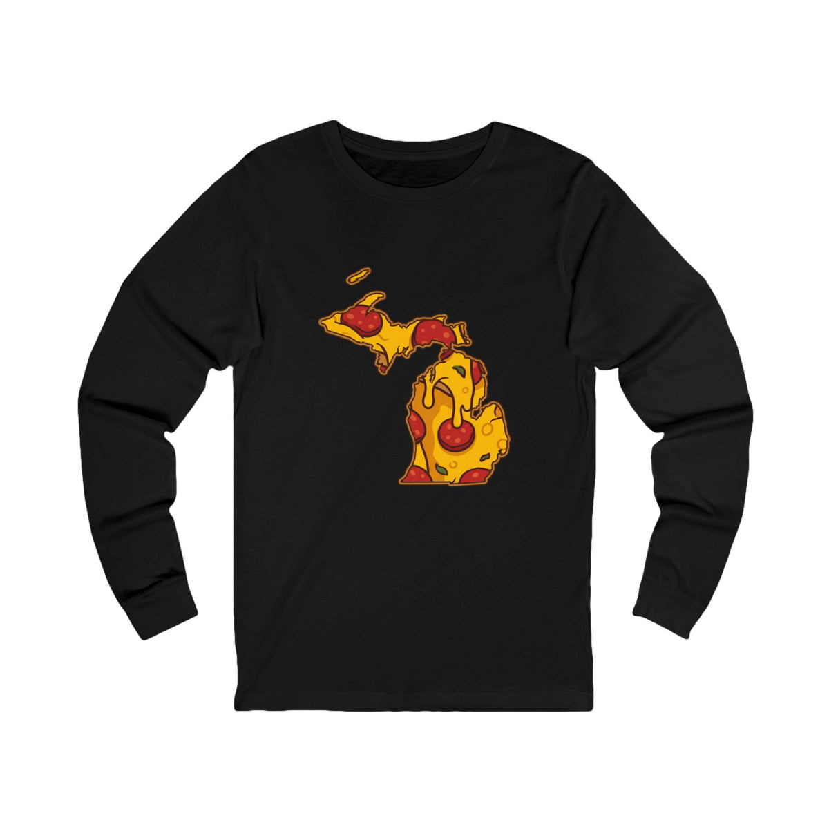 Michigan Pizza Map Long Sleeve Tee