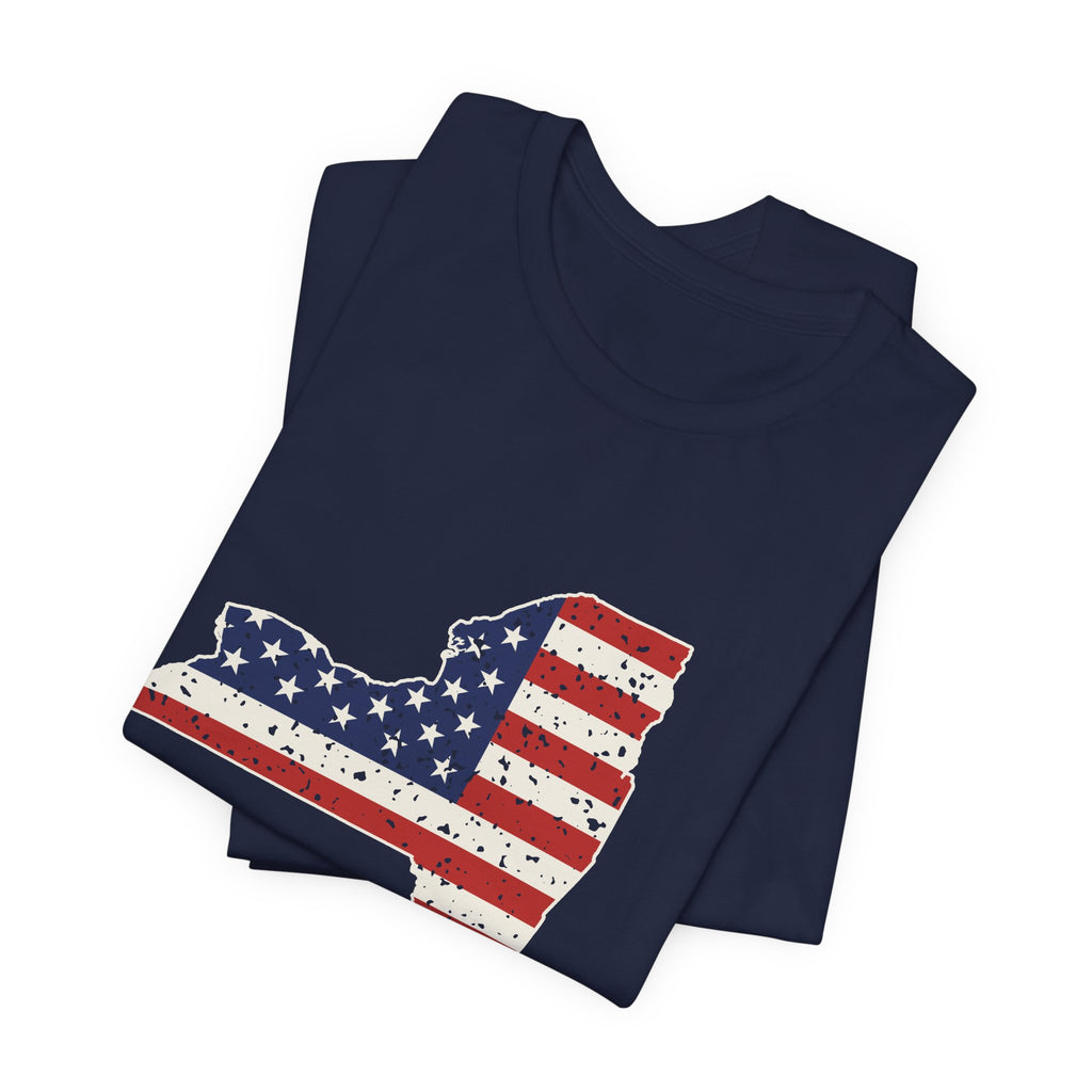 New York American Flag Map T-Shirt