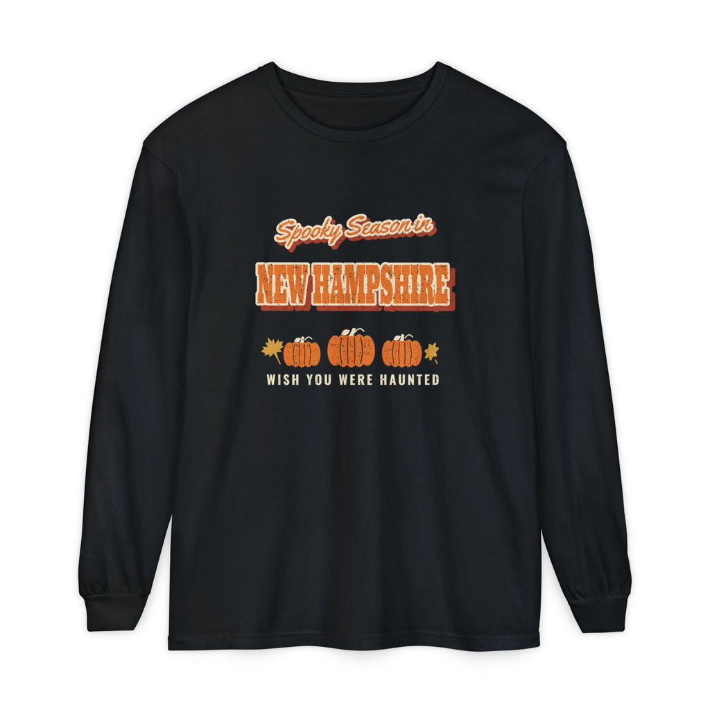 Spooky Season in New Hampshire Vintage Postcard Long Sleeve Tee