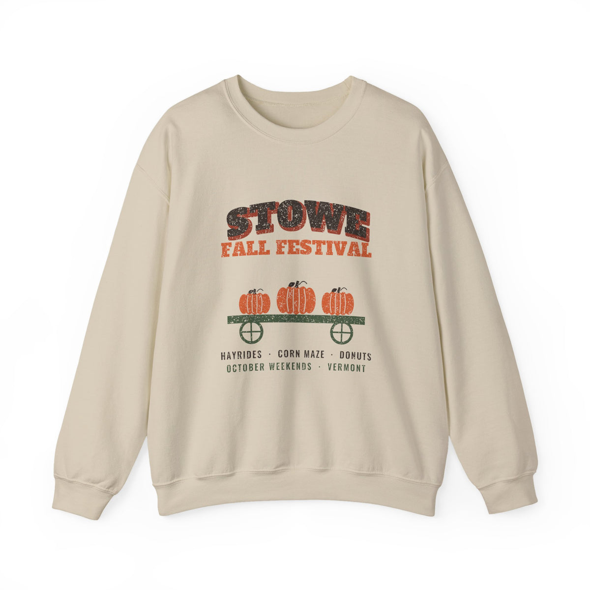 Stowe Vermont Fall Festival Hay Wagon Crewneck Sweatshirt
