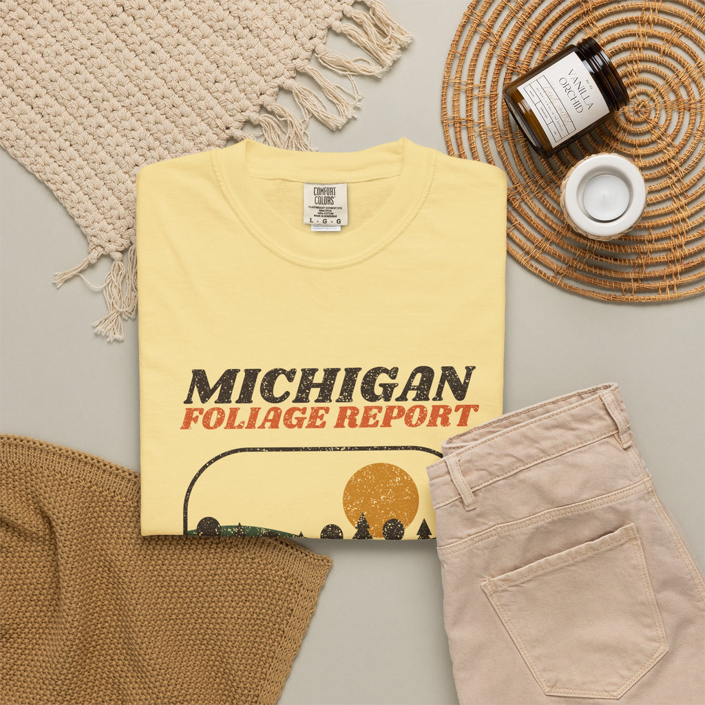 Michigan Foliage Report Retro Landscape T-Shirt