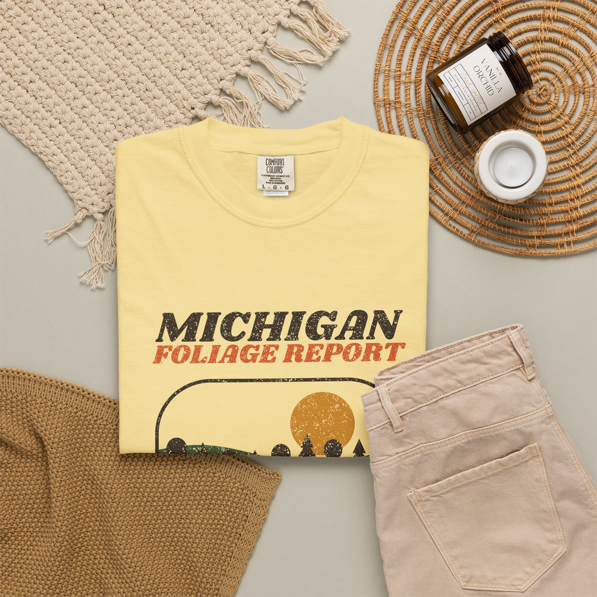 Michigan Foliage Report Retro Landscape T-Shirt