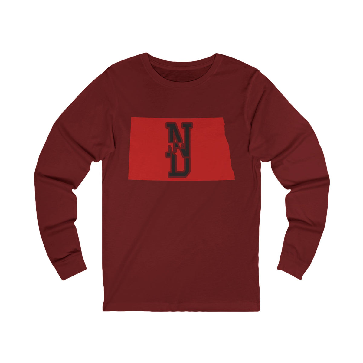 North Dakota Varsity Monogram Map Long Sleeve Tee