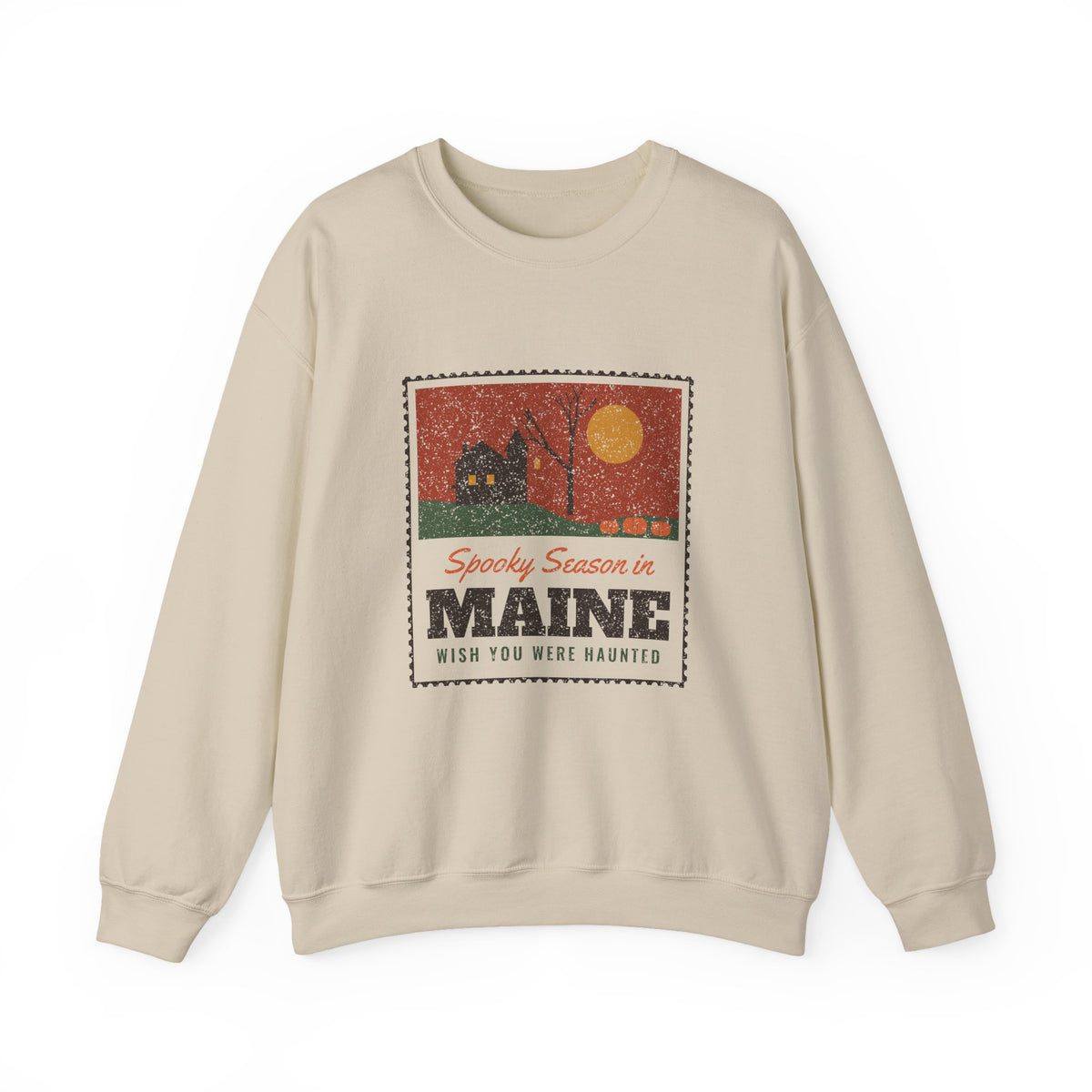 Spooky Season in Maine Haunted Postcard Crewneck Sweatshirt