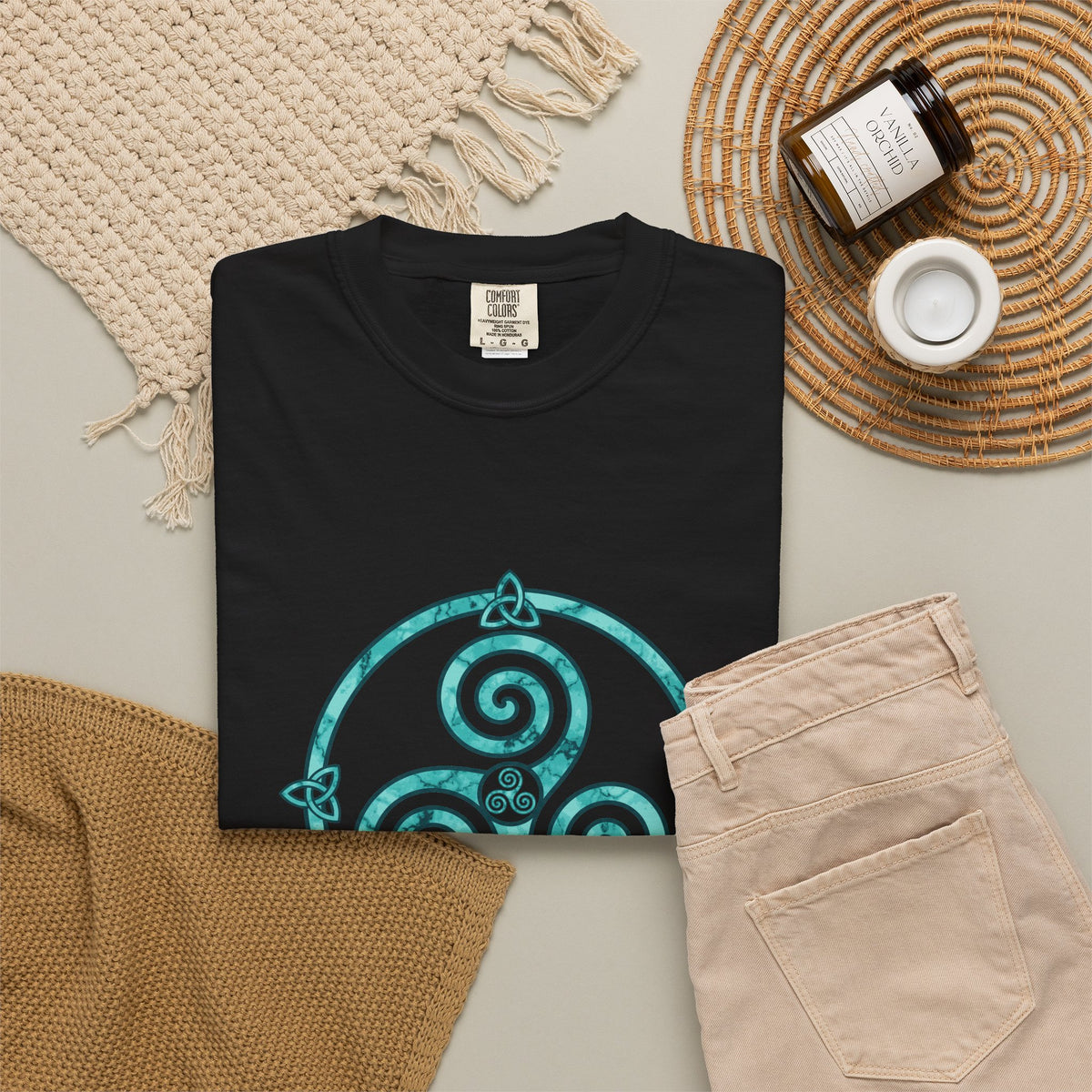 Celtic Triskele Spiral Trinity Knot Turquoise T-Shirt