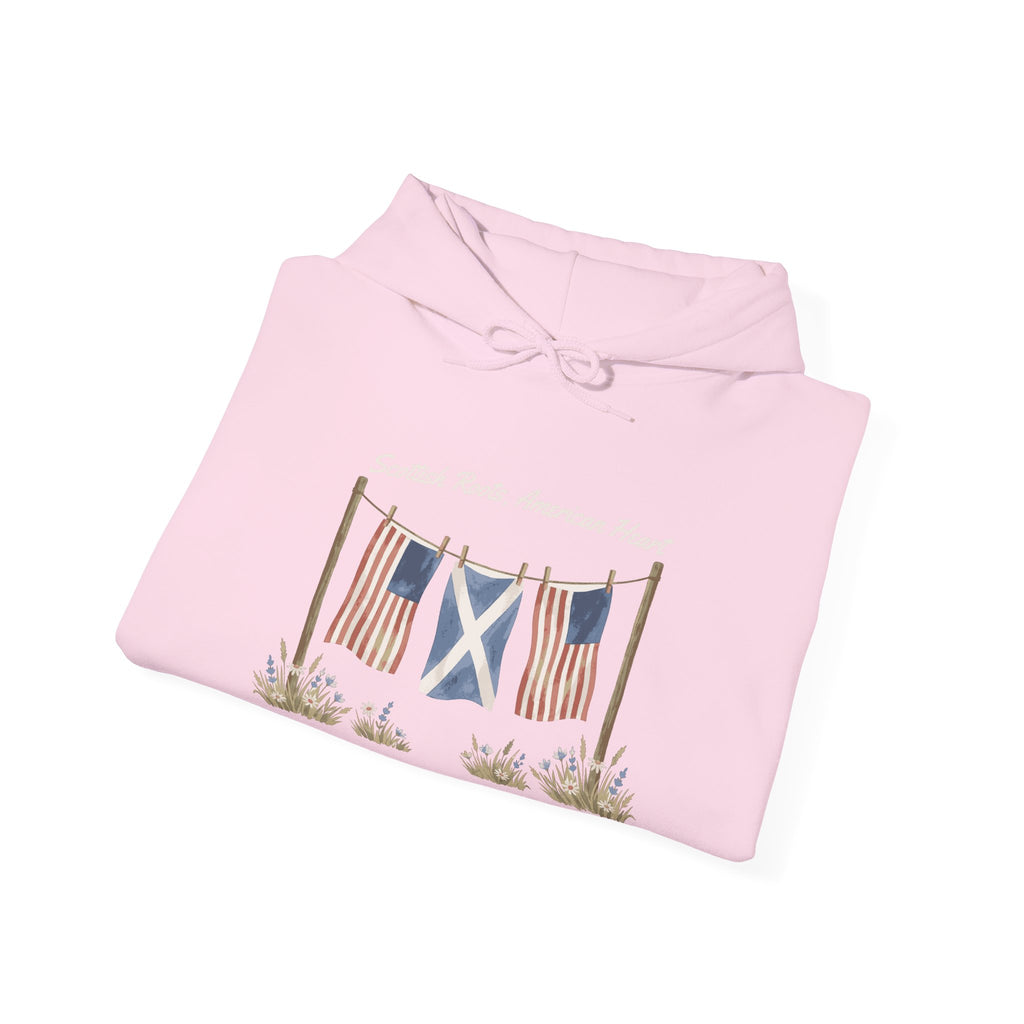 Scottish Roots American Heart Watercolor Flags Hoodie