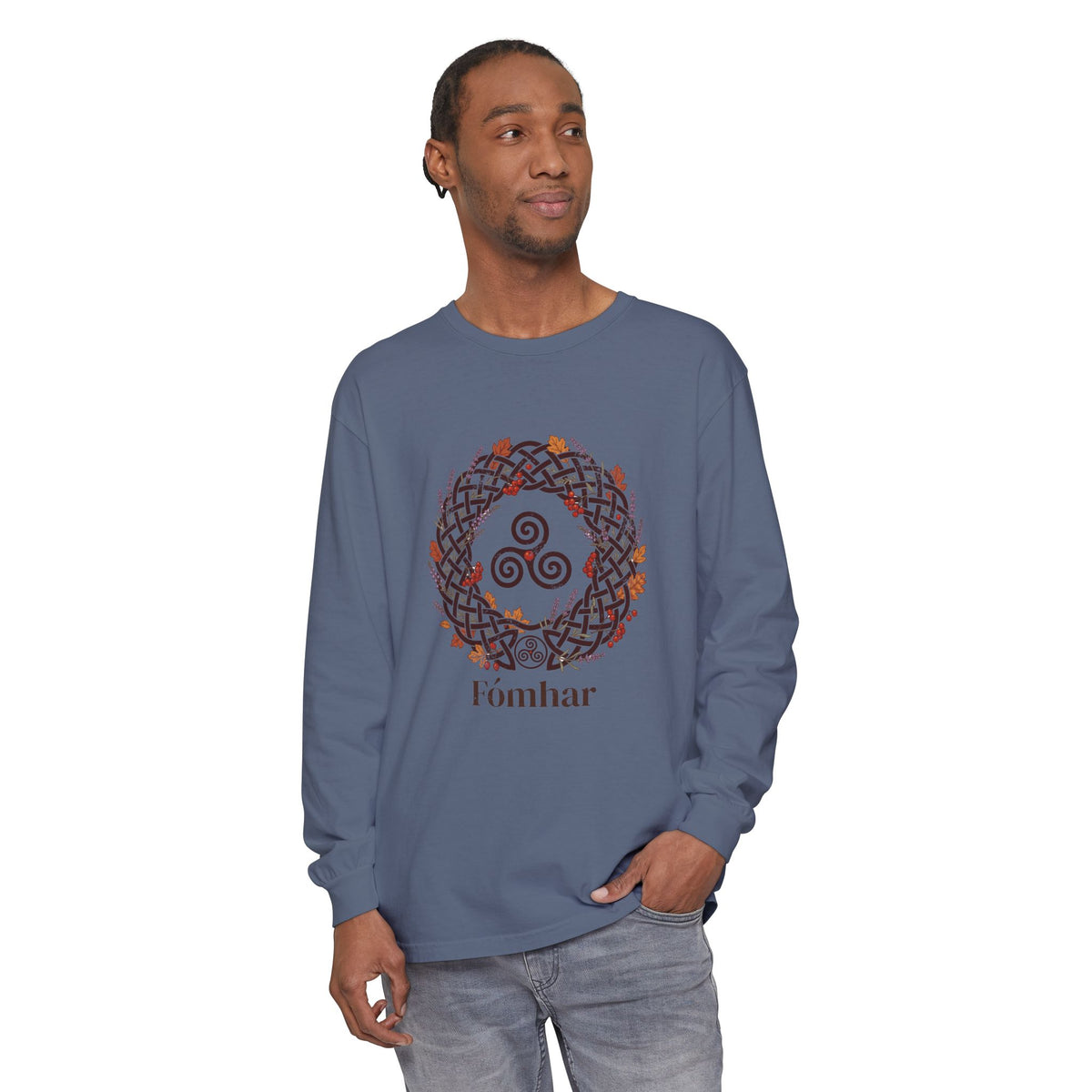 Fómhar Celtic Triskele Autumn Wreath Long Sleeve Tee