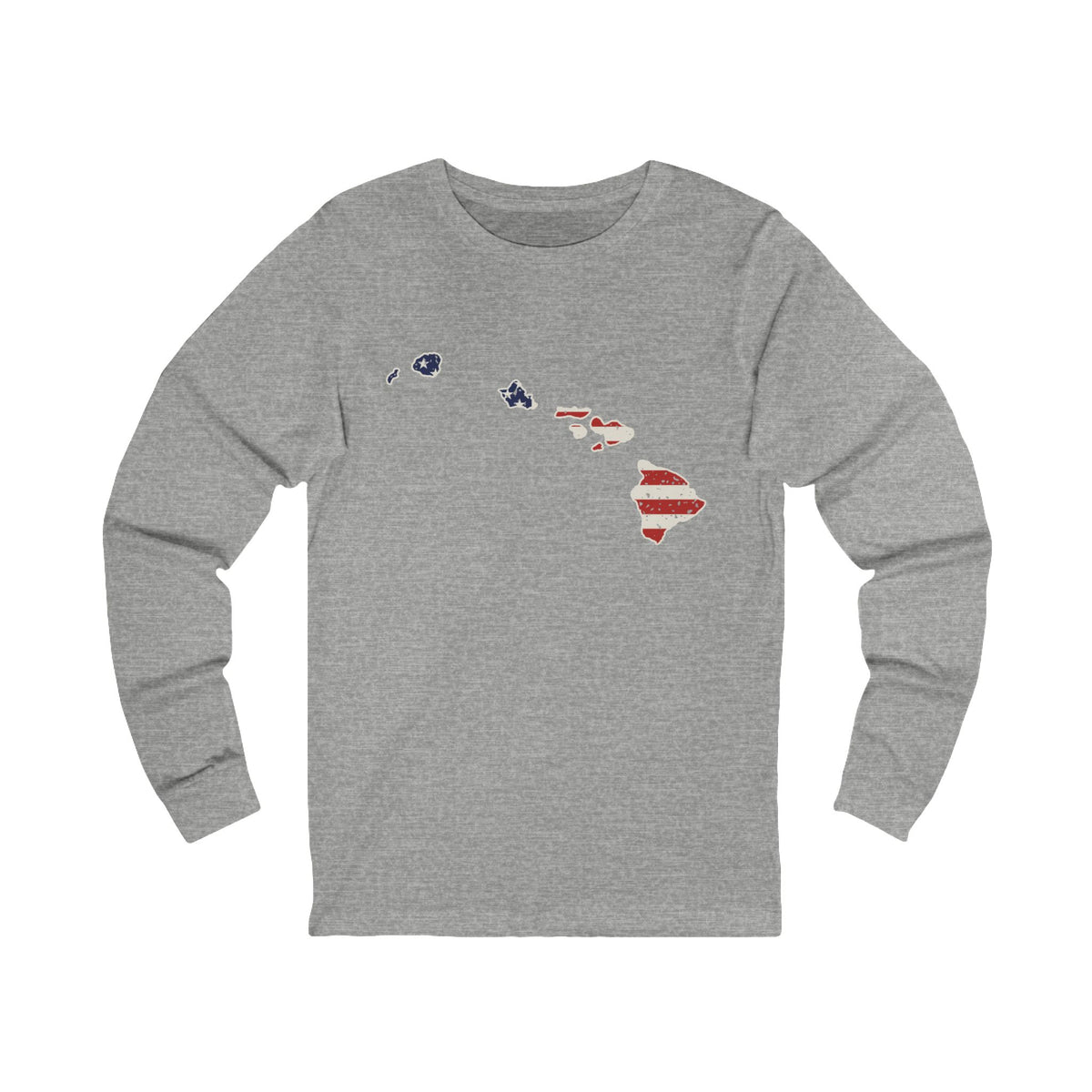 Hawaii American Flag Map Long Sleeve Tee
