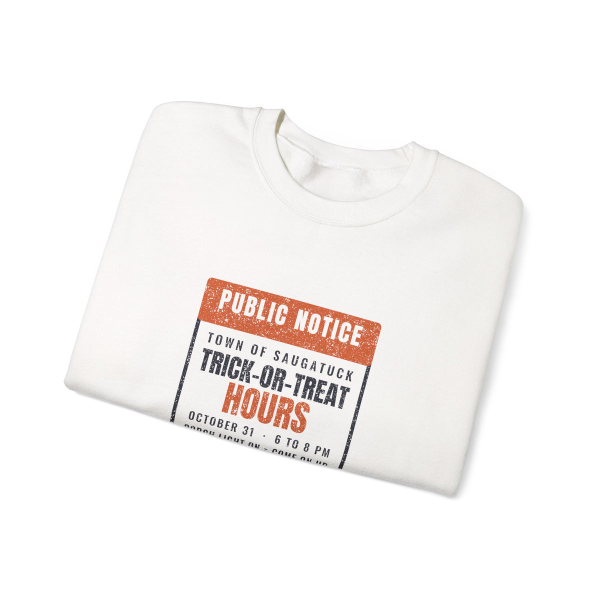 Saugatuck Michigan Trick-or-Treat Hours Notice Crewneck Sweatshirt
