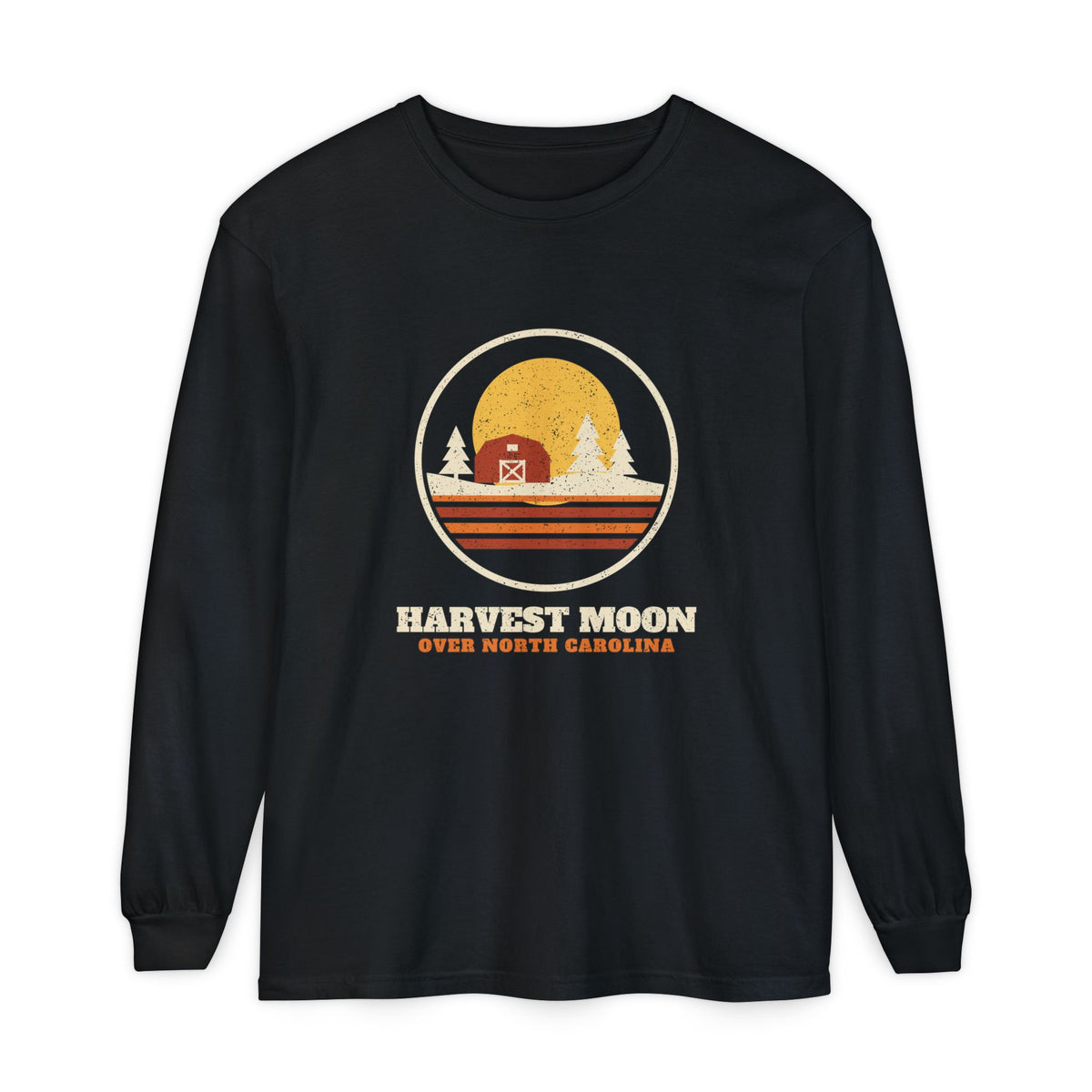 Harvest Moon Over North Carolina Retro Badge Long Sleeve Tee