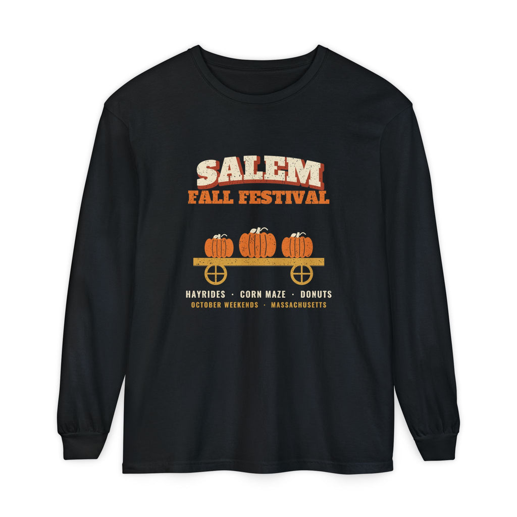 Salem Massachusetts Fall Festival Hay Wagon Long Sleeve Tee