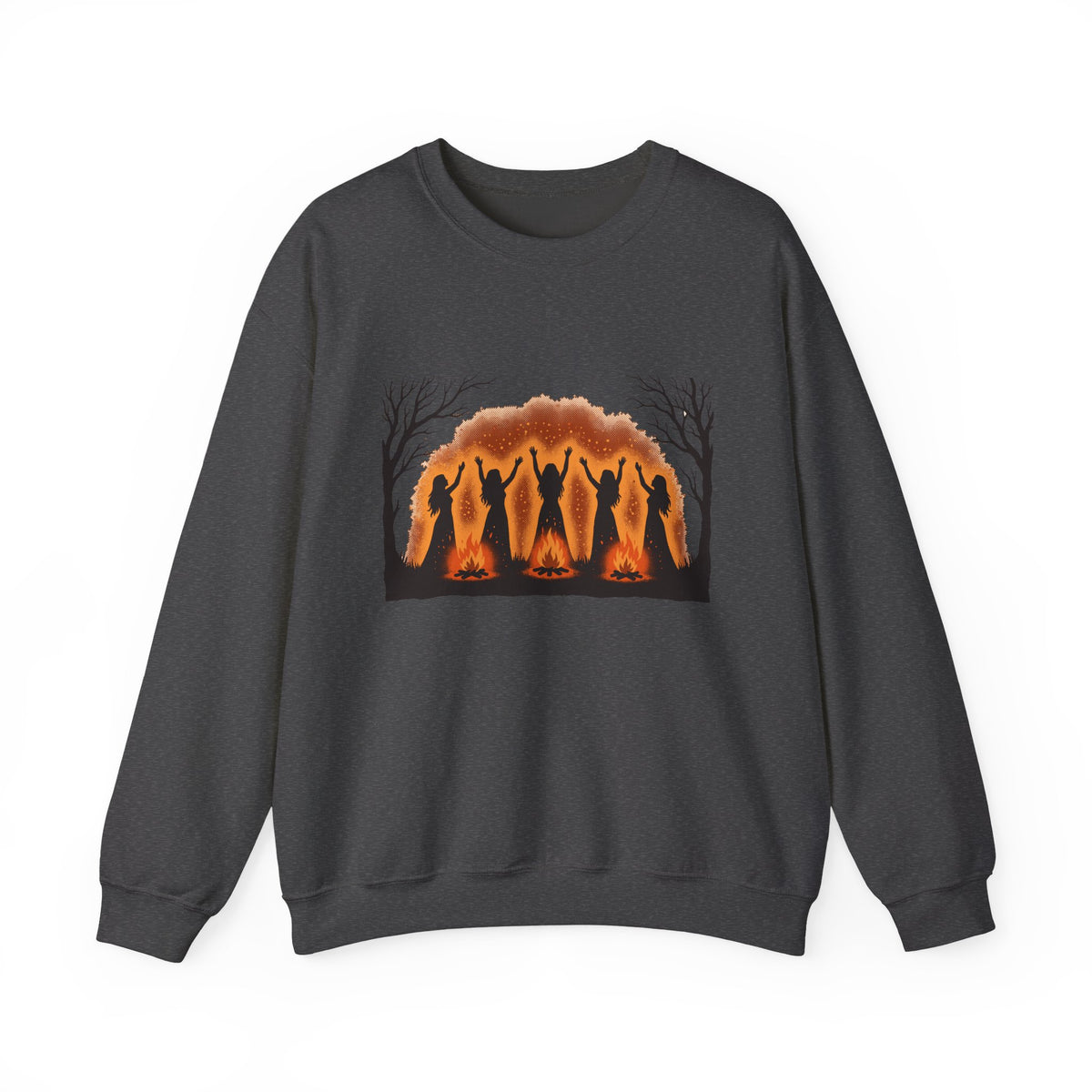 Women Dancing Around Bonfires Night Silhouettes Crewneck Sweatshirt