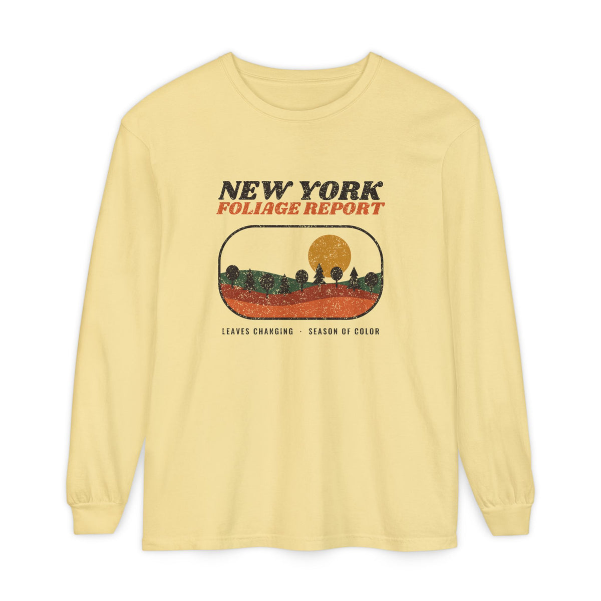 New York Foliage Report Retro Landscape Long Sleeve Tee