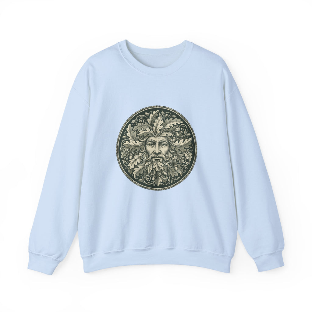 Green Man Oak Leaf and Acorn Medallion Crewneck Sweatshirt