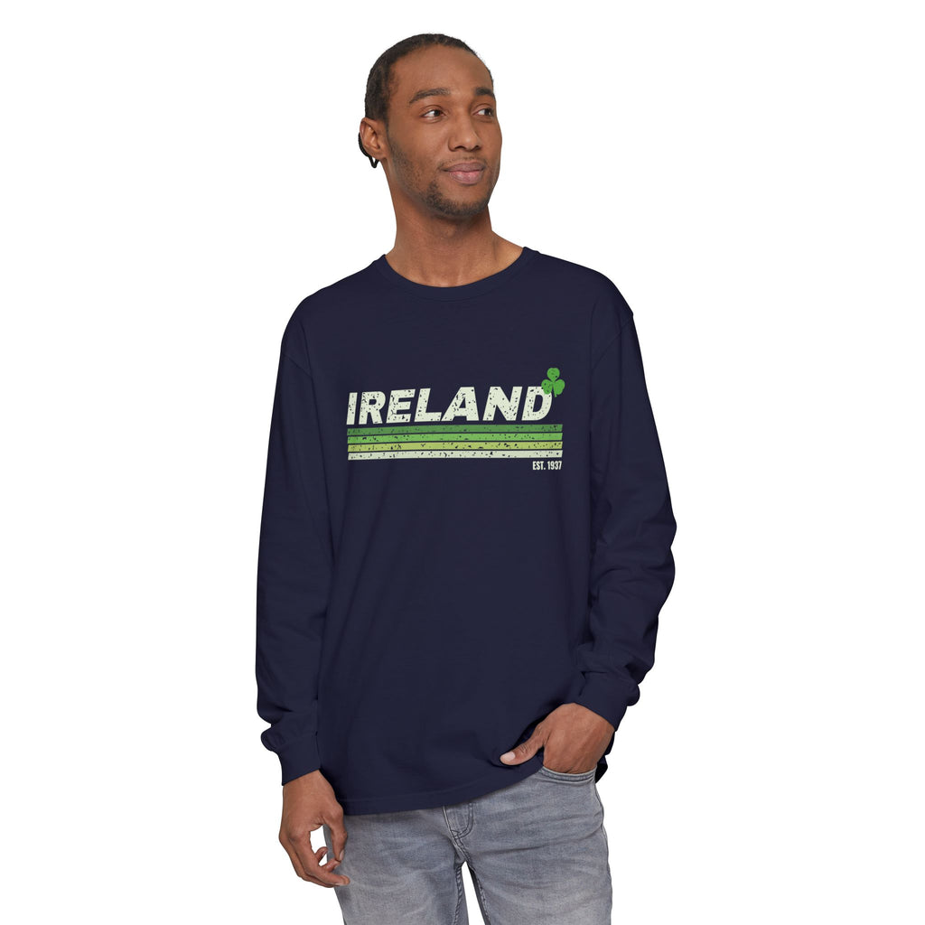 Ireland Est 1937 Retro Stripes Long Sleeve Tee