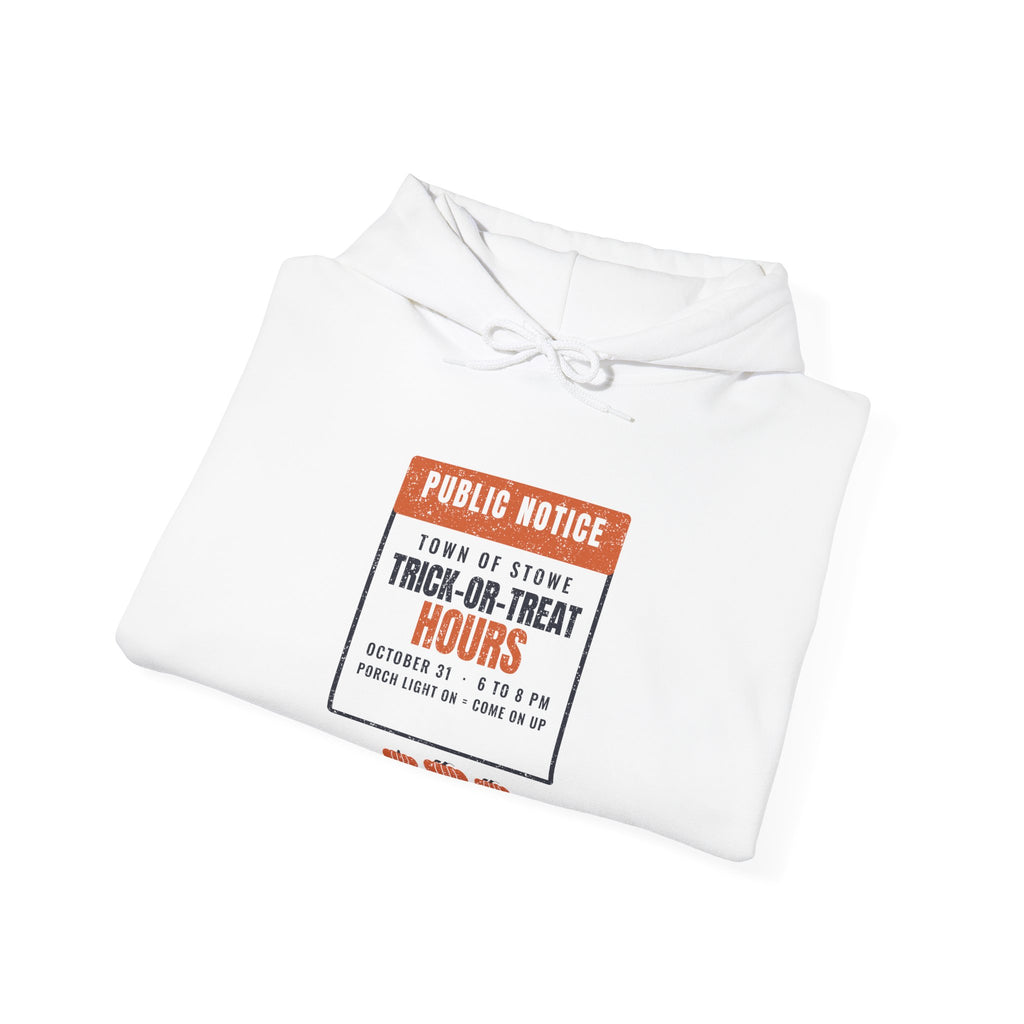 Stowe Vermont Trick-or-Treat Hours Notice Hoodie