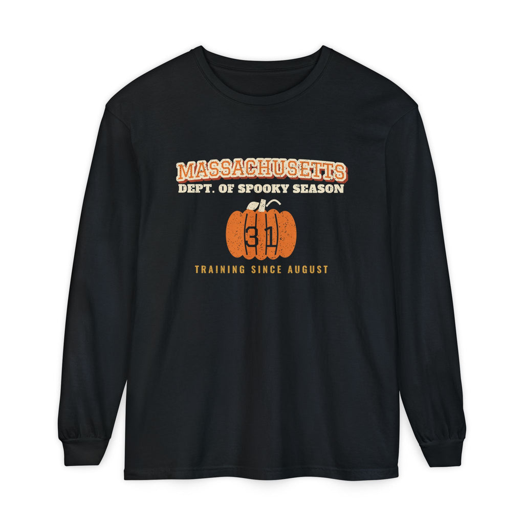 Massachusetts Dept. of Spooky Season Varsity Long Sleeve Tee