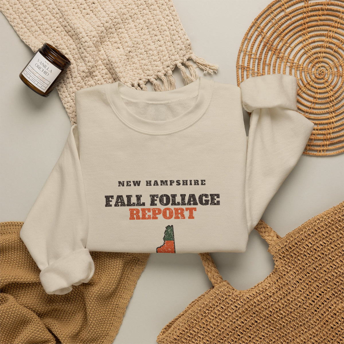 New Hampshire Fall Foliage Report Map Crewneck Sweatshirt