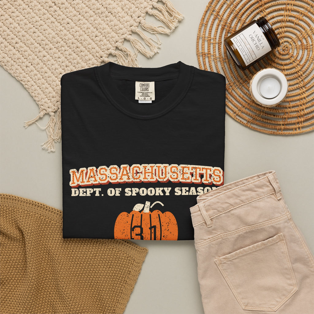 Massachusetts Dept. of Spooky Season Varsity T-Shirt