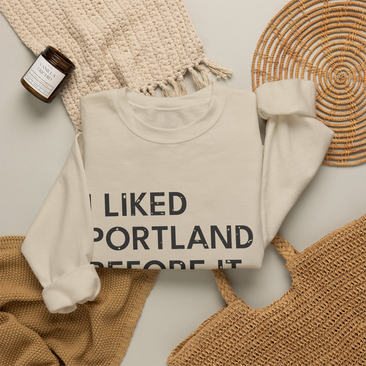I Liked Portland Before It Was Cool Retro Hometown Crewneck Sweatshirt