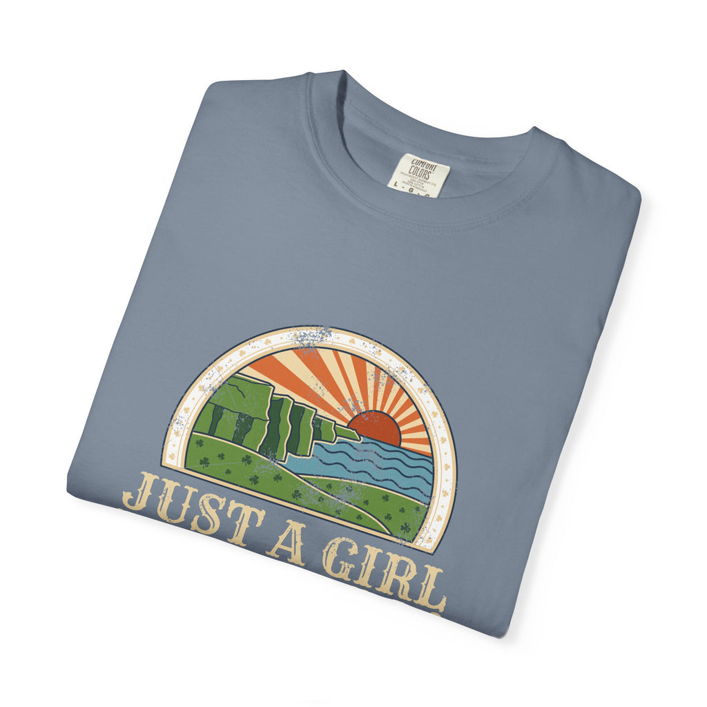 Just a Girl Who Loves Ireland Sea Cliffs Sunburst T-Shirt