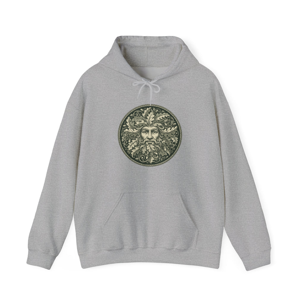 Green Man Oak Leaf and Acorn Medallion Hoodie