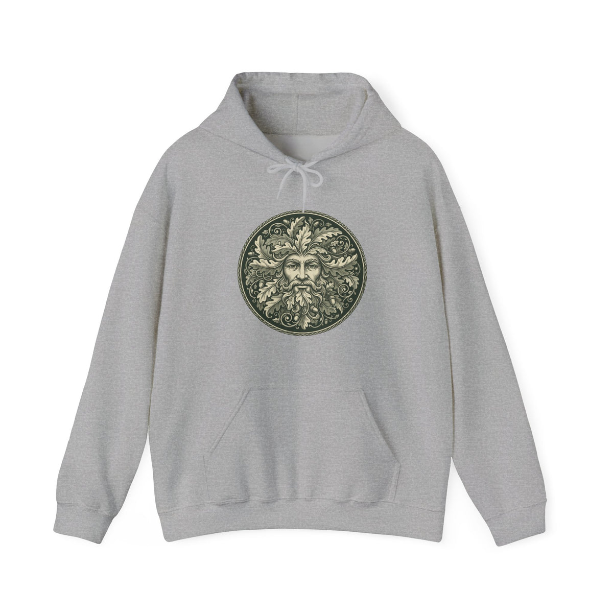 Green Man Oak Leaf and Acorn Medallion Hoodie
