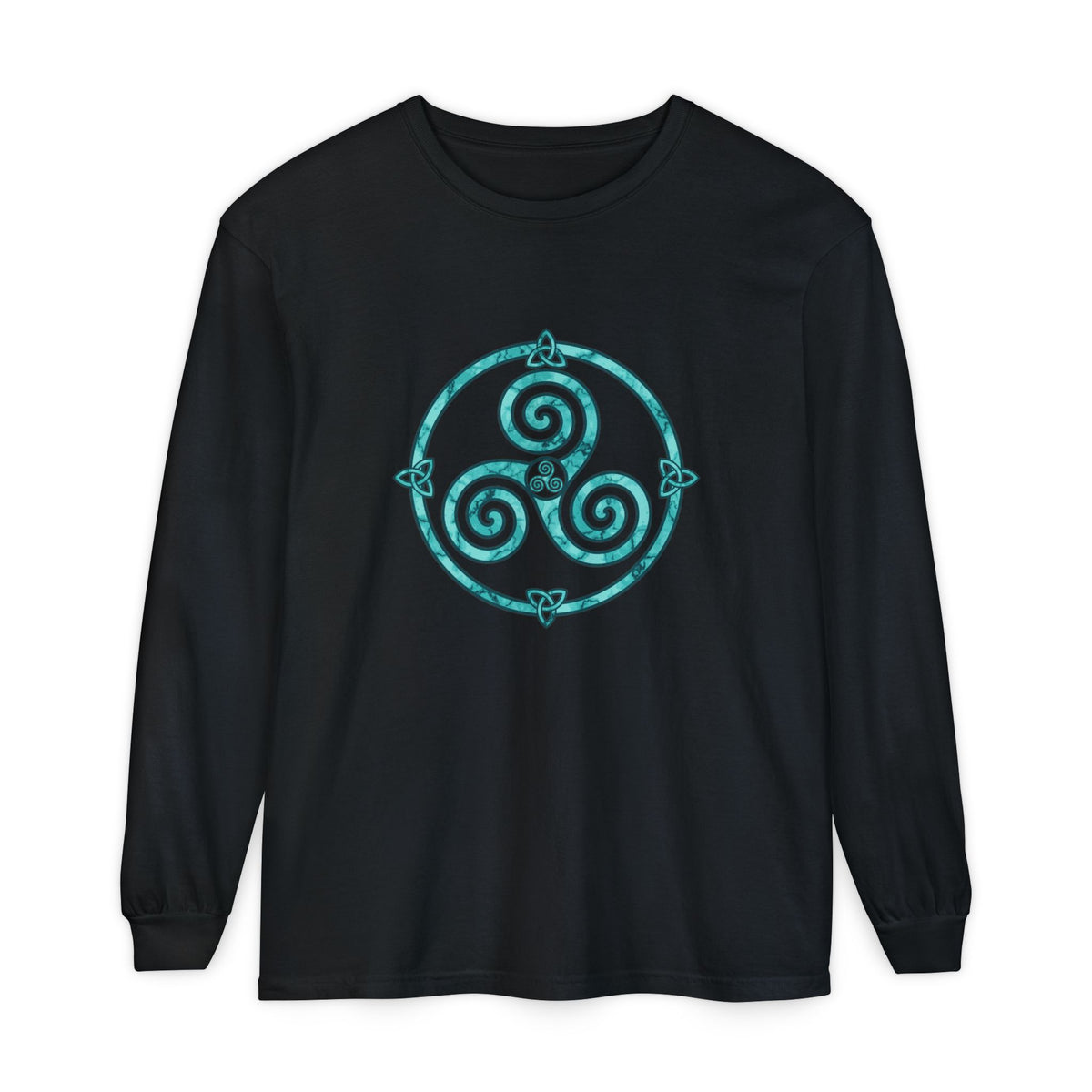 Celtic Triskele Spiral Trinity Knot Turquoise Long Sleeve Tee