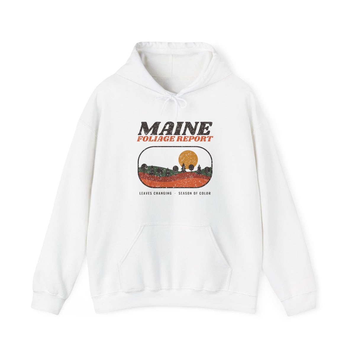 Maine Foliage Report Retro Landscape Hoodie