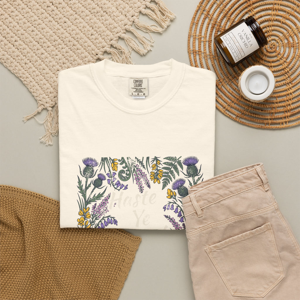 Haste Ye Back Scotland Thistle Wildflowers T-Shirt