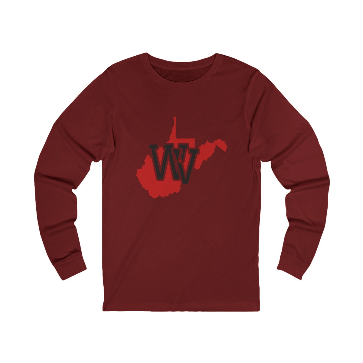 West Virginia Varsity Monogram Map Long Sleeve Tee