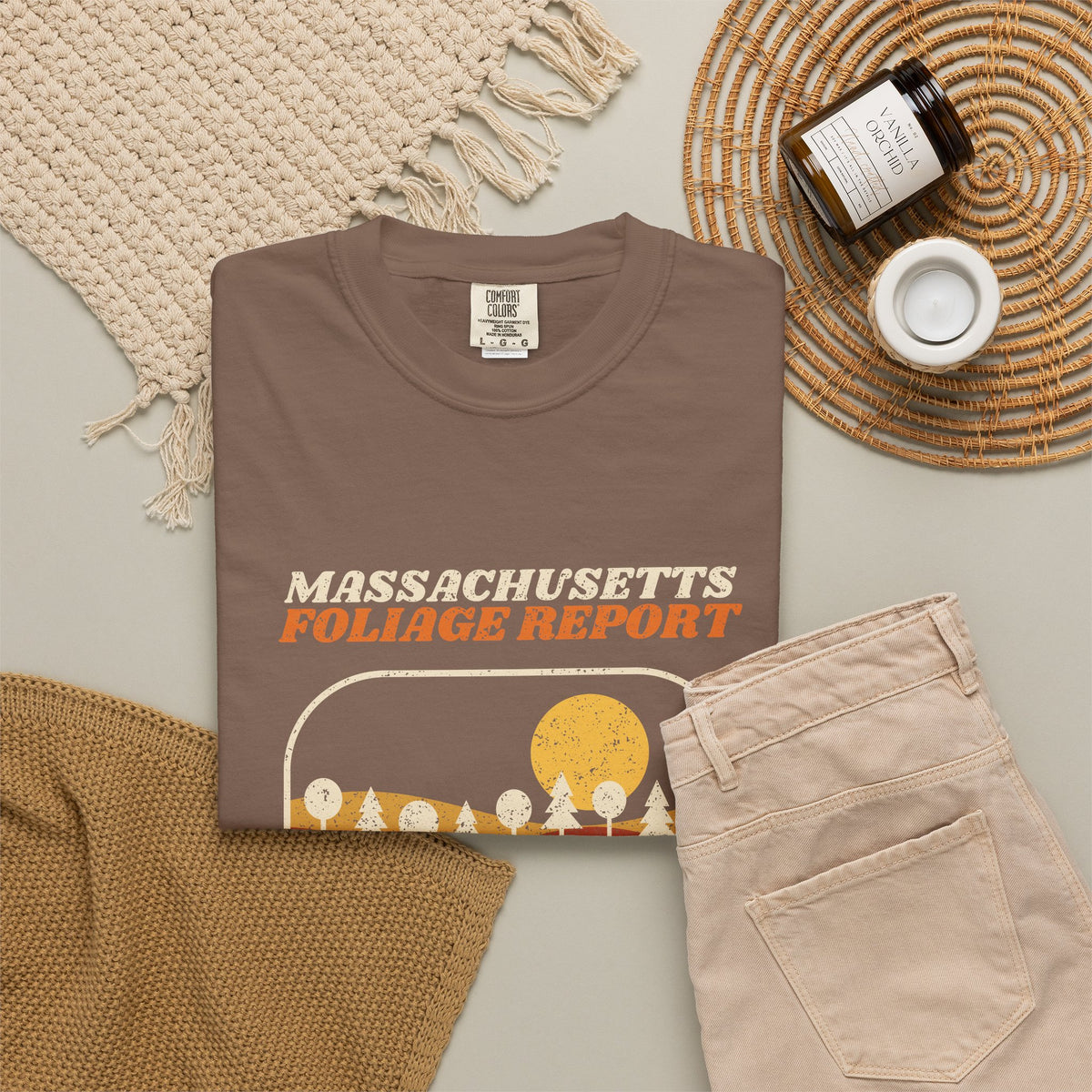 Massachusetts Foliage Report Retro Landscape T-Shirt