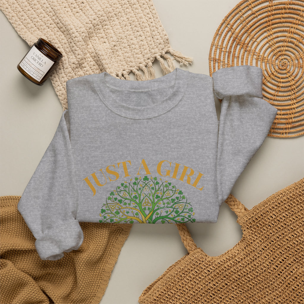 Just a Girl With Irish Roots Tree of Life Crewneck Sweatshirt