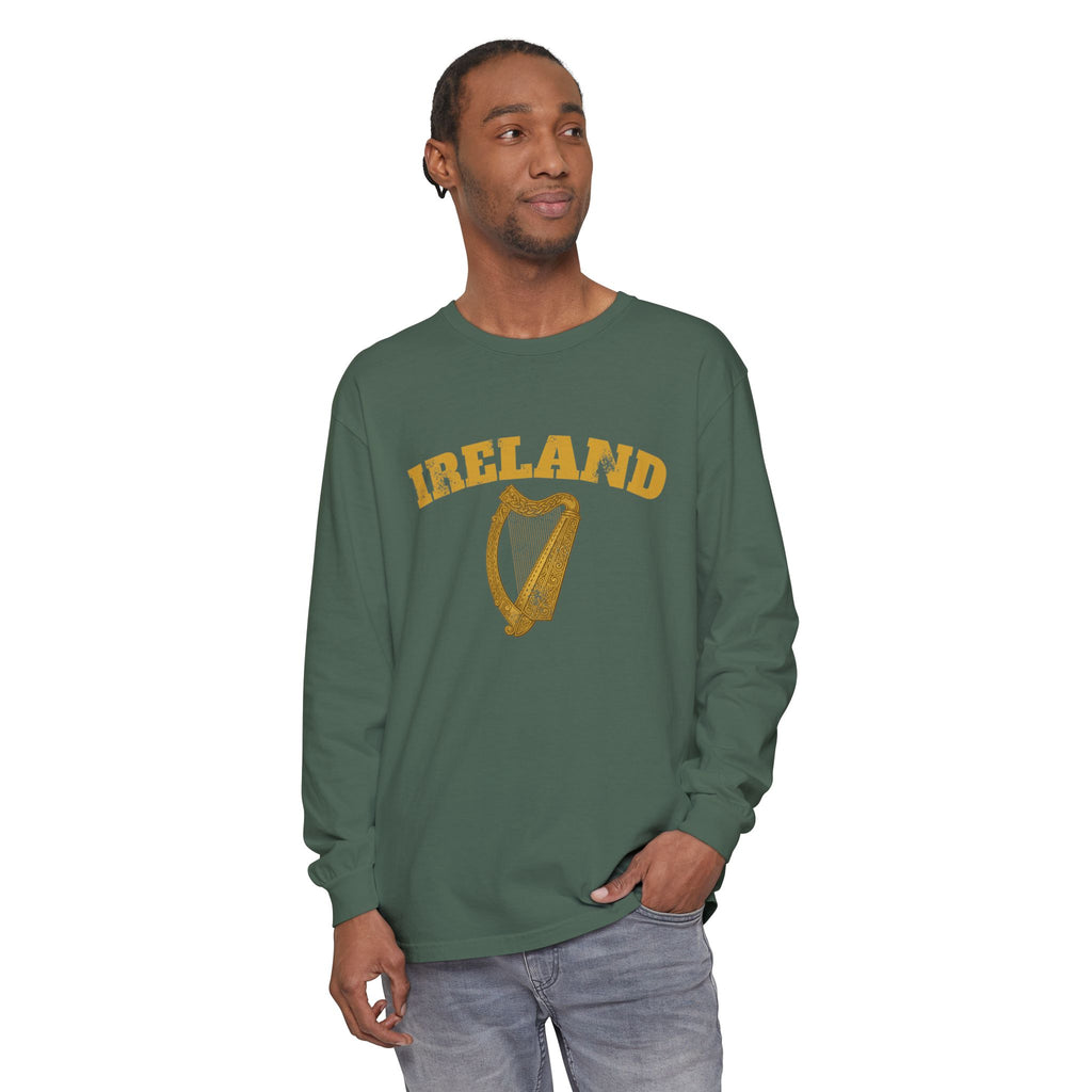Ireland Vintage Celtic Harp Knotwork Long Sleeve Tee