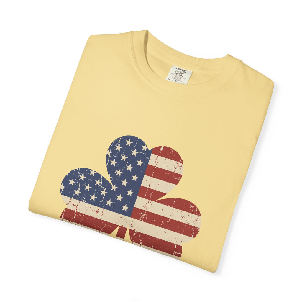 Irish American Flag Shamrock Distressed Vintage T-Shirt