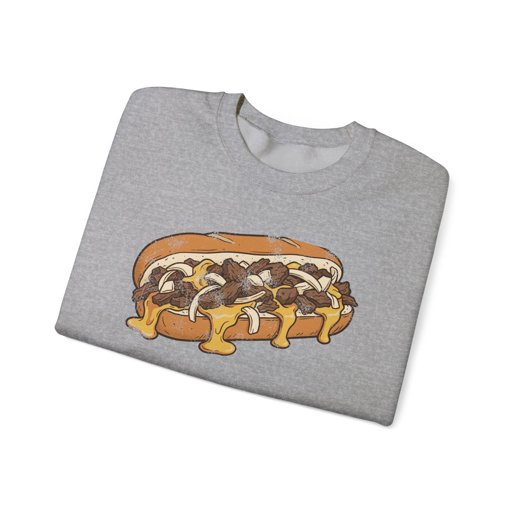 Philly Cheesesteak Retro Food Illustration Crewneck Sweatshirt