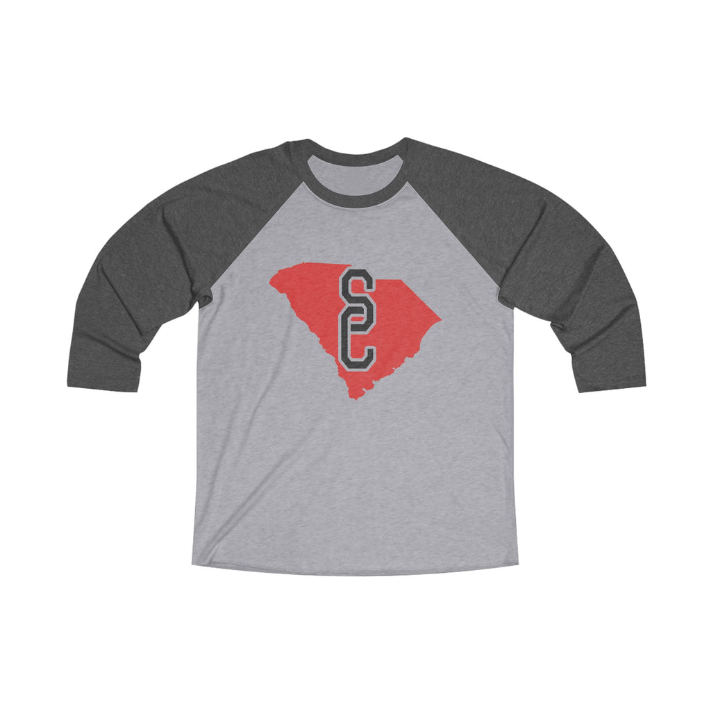 South Carolina Varsity Monogram Map Raglan 3/4 Sleeve Tee