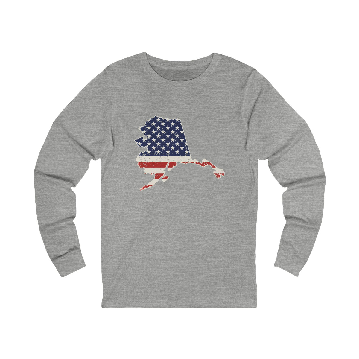 Alaska American Flag Map Long Sleeve Tee