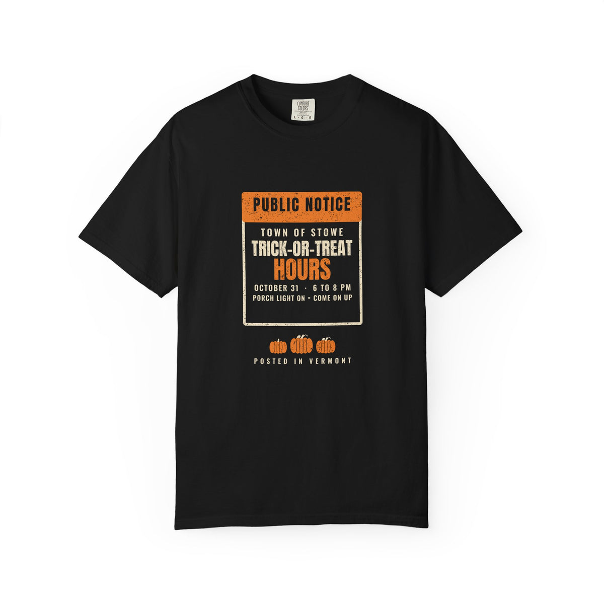 Stowe Vermont Trick-or-Treat Hours Notice T-Shirt