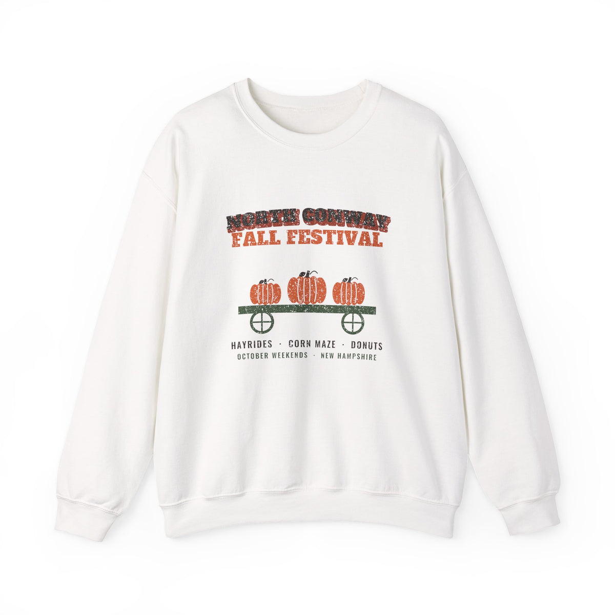 North Conway New Hampshire Fall Festival Hay Wagon Crewneck Sweatshirt